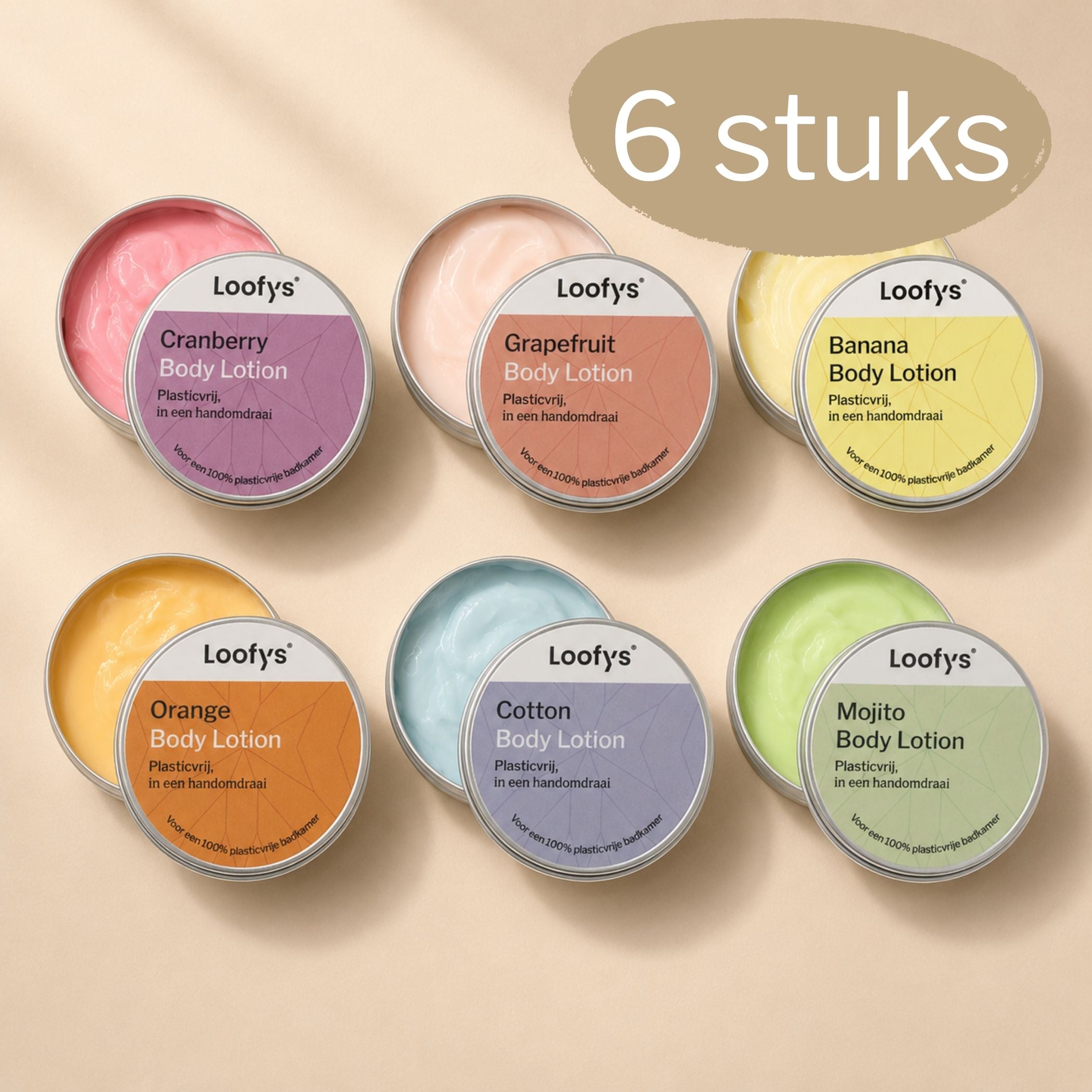 Loofys® Body Lotion Set 30ml 6-pack met alle zes geuren