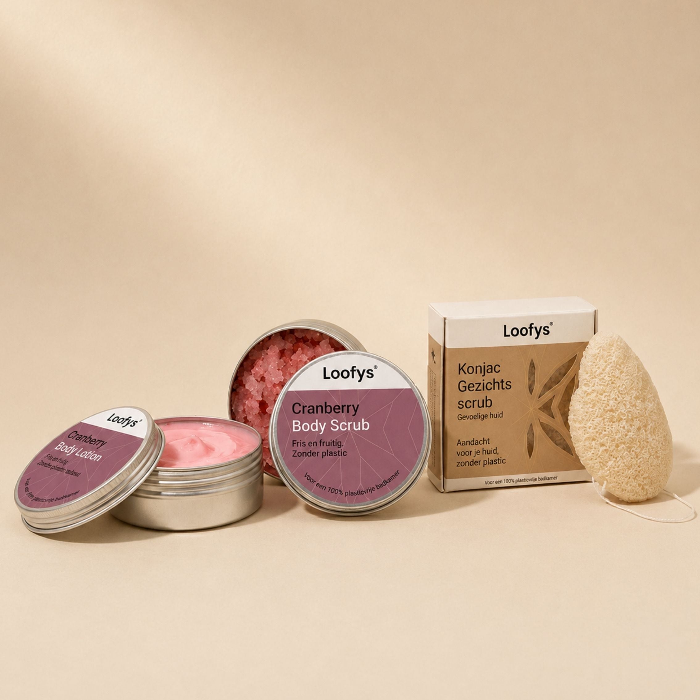 Loofys® Alles-in-1 Cadeauset met body lotion, body scrub en konjac spons