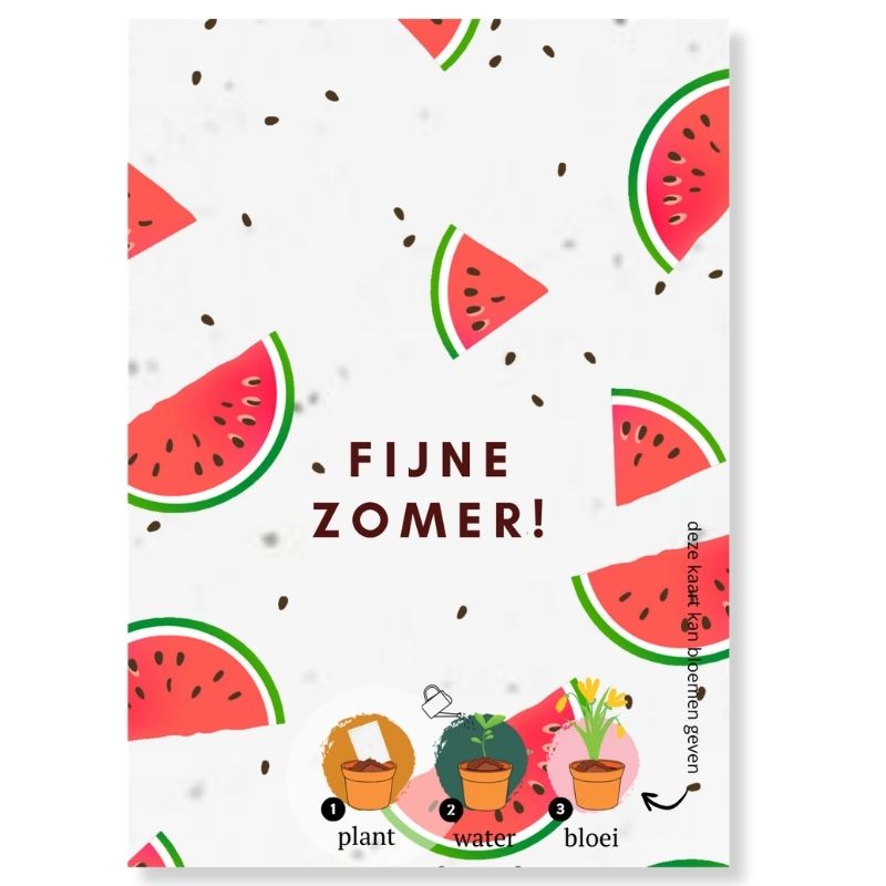 Loofys® groeikaart Fijne zomer, zomerse kaart van zaadpapier met watermeloen