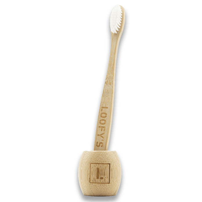 Loofys® tandenborstelhouder met witte bamboe tandenborstel